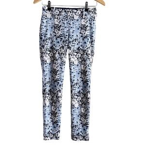 Sfizio Blue Floral Jacquard Crop‎ Slim Pants Made in Italy, Size Small
